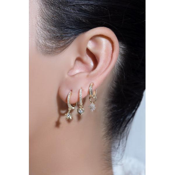 925 Sterling Silver Mini Starburst Pave CZ Huggie Earrings with Fast and Safe Shipping