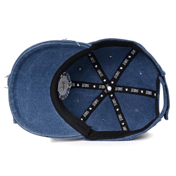 Unisex Distressed Washed Denim Baseball Cap 58cm Embroidered Logo