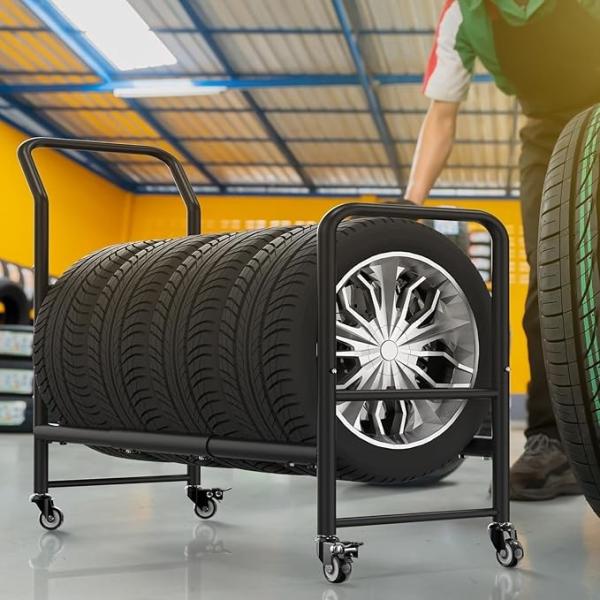 Heavy Duty Iron Display Stand 43.3 Inch  Transport Trailer Rolling  Car Tire Display Stand