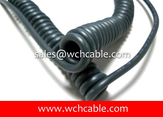 300V TPE Curly Cable UL20841 24AWG 4C OD5.5mm FT2 Black L=122.2mm