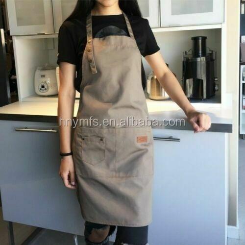 Black 3 Pockets 100% Cotton Denim Chef Work Uniform With Ties For Commercial Restaurant
