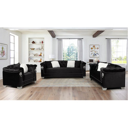 Wholesale Custom Living Room Furniture Chesterfield Tufted Velvet Fabric Sofa Set 1+2+3 Seater  Living Room Sofa