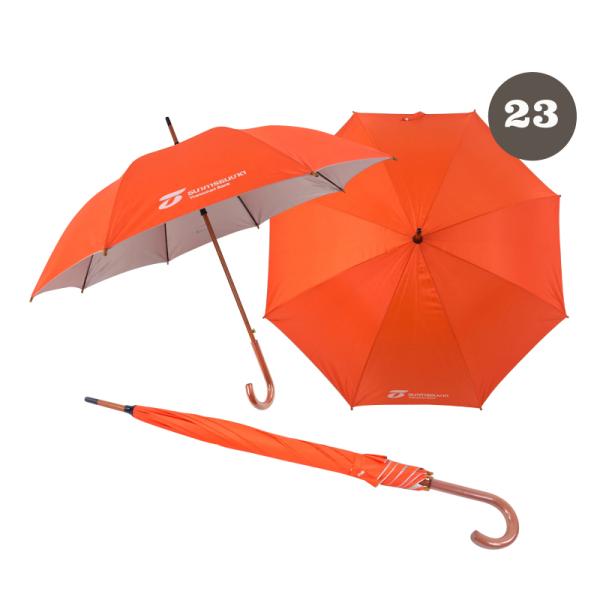 Auto Open Full Body Umbrella Orange Custom Bank Logo Hook Handle with 100cm Diameter