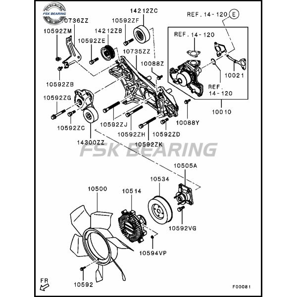 FSK MD367192 1345A078 T39098 VKM65046 Engine Belt Tightening Wheel