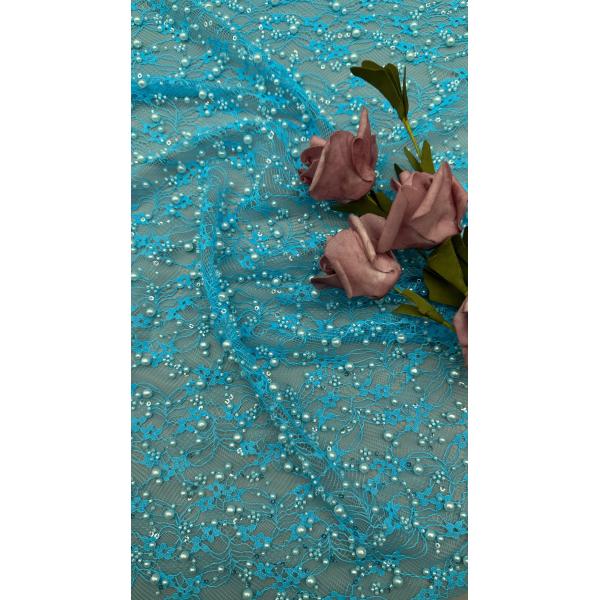 Tejido de encaje de bordado con cuentas de lujo Tejido de bordado de encaje duradero y elegante Oportunidades de cumpleaños de bodas Tejido de bordado con cuentas de alta calidad