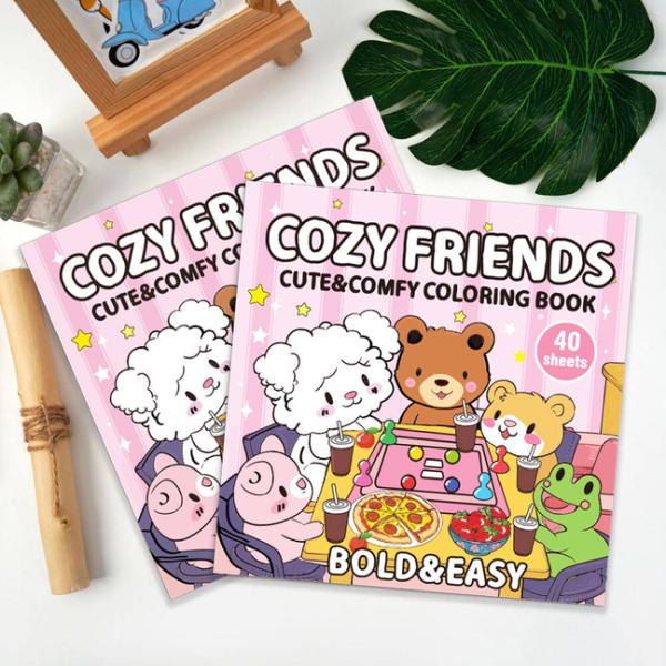 Cozy Friends Coloring Book for Kids Adults and Teens Featuring Super Cute Animal Characters Easy and Simple Designs for Relax