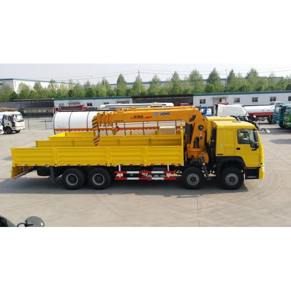 Yellow 8x4 Heavy Cargo 12T Boom Truck Crane Dimension 12484*2496*4125