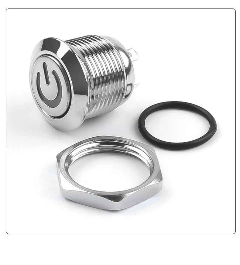 Short-Throw Self-Reset Momentary 12mm LED  Metal Push Button Switch Waterproof IP65