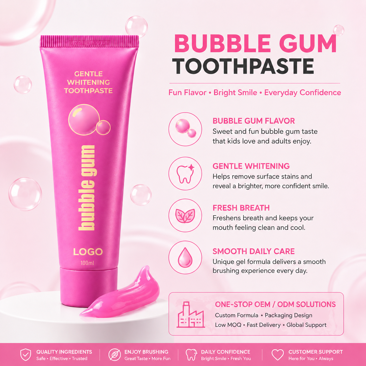 High Quality Custom Herbal Whitening Toothpaste Bubble Soda Oral Cleansing Natural Mint Flavor Protects Gums Supports OEM Anti-Cavity Home Use
