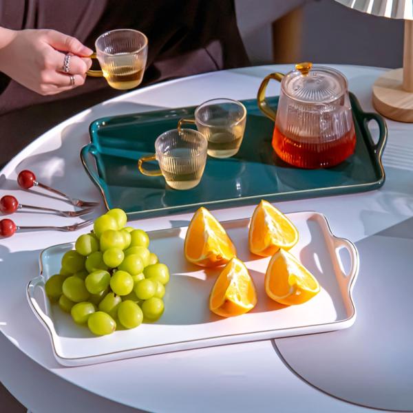 Рамадан керамическая поднос с золотым поясом ручки Ручно нарисованная Ид аль-Фитр фарфоровая тарелка