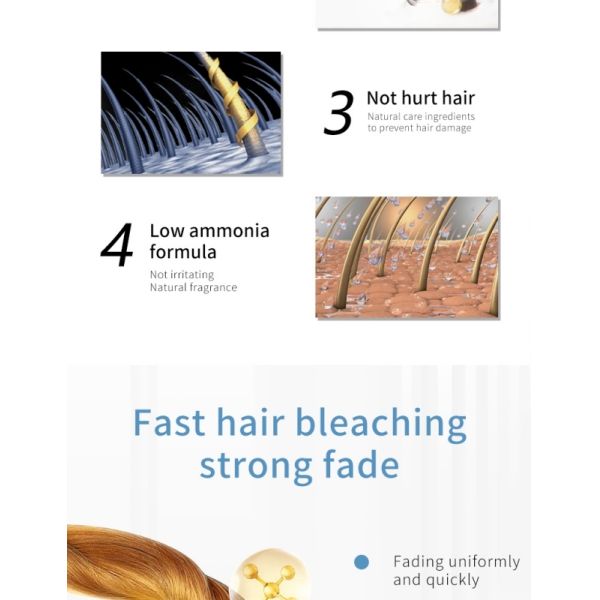 500ml Blue Hair Bleaching Powder Mix At 1:2 Ratio Dust Free OEM Available Factory Wholesale