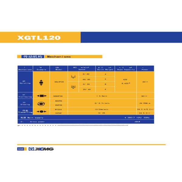 XCMG 8 Ton Luffing Tower Crane 50 Meters XGTL120