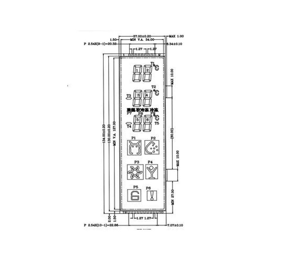 5v сегмент LCD дисплей VA сегмент, ESHX20977A  VNP подключатель для холодильника