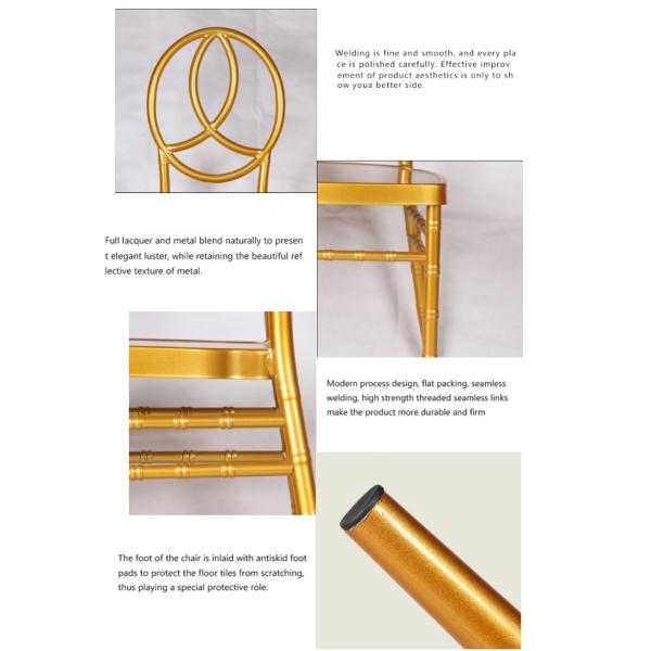 Hall Fashion Part Iron Frame Gold Chiavari Chairs Wedding OEM