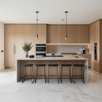 Armoires de cuisine en PVC moderne de haute qualité Marbre imperméable pour appartements australiens