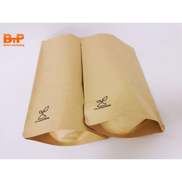 Bio Pla  Pouch Bag Biodegradable Stand up Pouch Kraft Paper Compostable Package Zipper Bag Food Packaging Flat Bottom Pouch