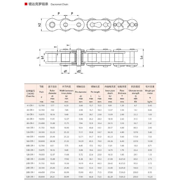 TS16949 Dacromet Coating Corrosion Resistant Chain