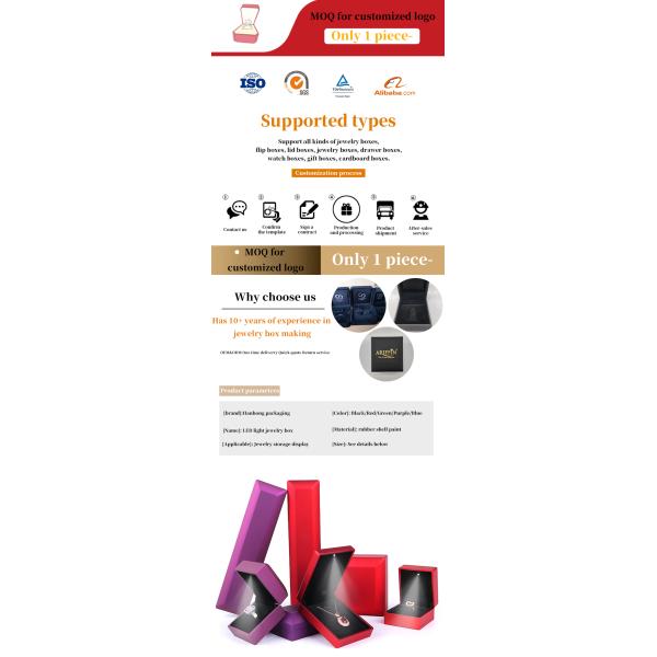 Custom Logo Jewelry Packaging Box Hanhong Velvet Stud Earrings Necklace Bracelet Box