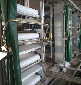 Commercial Poultry Cage System Featuring Durable Plastic Feed Pan