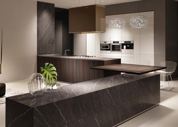 HPDL Kitchen Cupboard Aluminium Fabrication Kitchen Cabinets Contemporary Walnut Wood