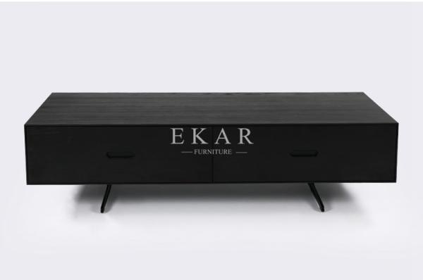 Living Room Metal Legs Ash Wood Modern Coffee Table With Drawers