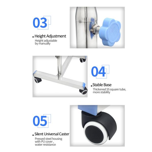 Медицинская таблица Майо нержавеющей стали вагонетки с установкой высоты