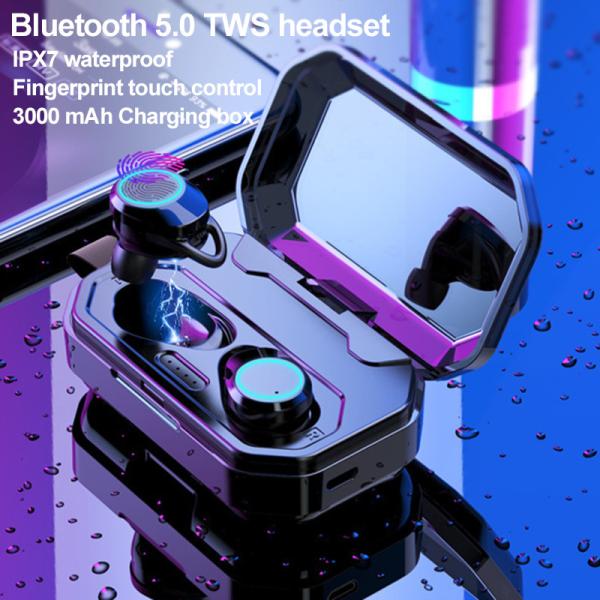 Наушник касания отпечатка пальцев шлемофона наушников Ipx7 Bluetooth 5,0 наушников Tws беспроводной водоустойчивый (с загрузочной коробкой 3000 mAh)