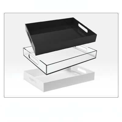 OEM ODM Clear Acrylic Serving Tray With Handles Stacking Design Customized
