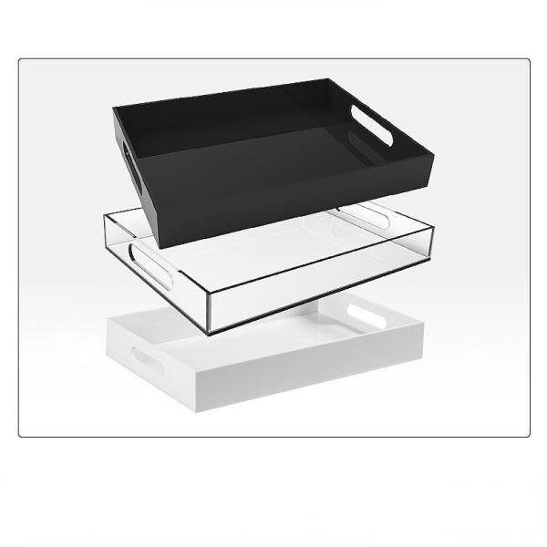 OEM ODM Clear Acrylic Serving Tray With Handles Stacking Design Customized