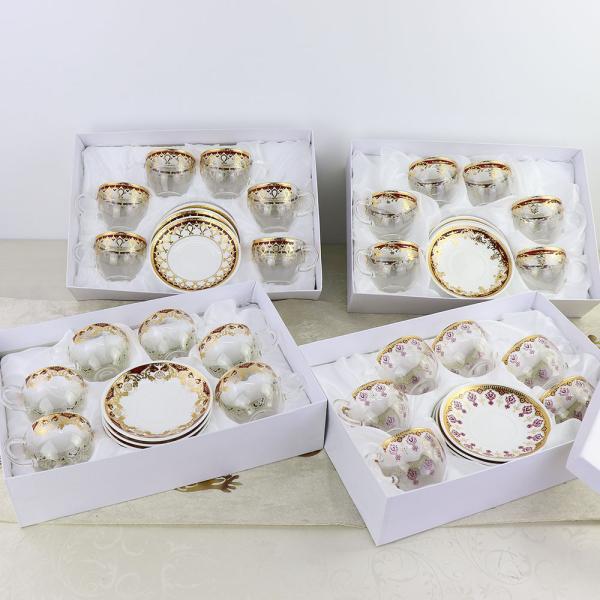 OEM 100ml Glass Cup And Saucer Retro Tree Glass Teacup