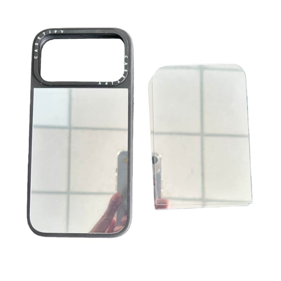 Replaceable Back Panel 2-in-1 Mirror Luxury Design Plastic Make-up Mirror Card Holder Phone Case for iPhone 17 Pro Max Cutting