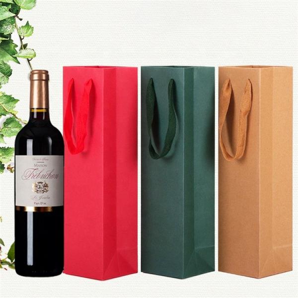 400gsm Biodegradable Brown Paper Wine Bags Kraft Bottle Bags 35x9.5x9