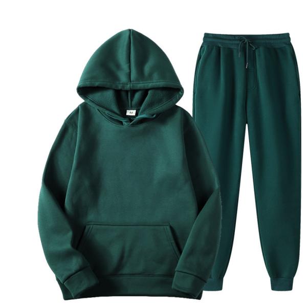 Men Sport Pullover Sweater Set Two Piece Hoodie and Sweatpants Hooded Solid Color