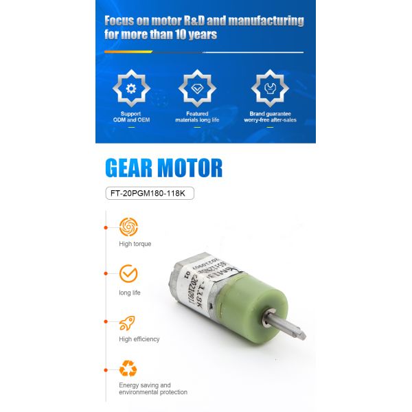 FT-20PGM180 Plastic Planetary Gearbox 3V-24V For Smart Home Appliance