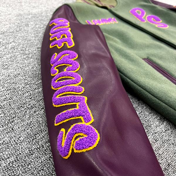 Custom Winter Varsity Jacket Letterman Leather Sleeve Windproof Bomber Jacket Chenille Embroidery Streetwear Varsity Jacket