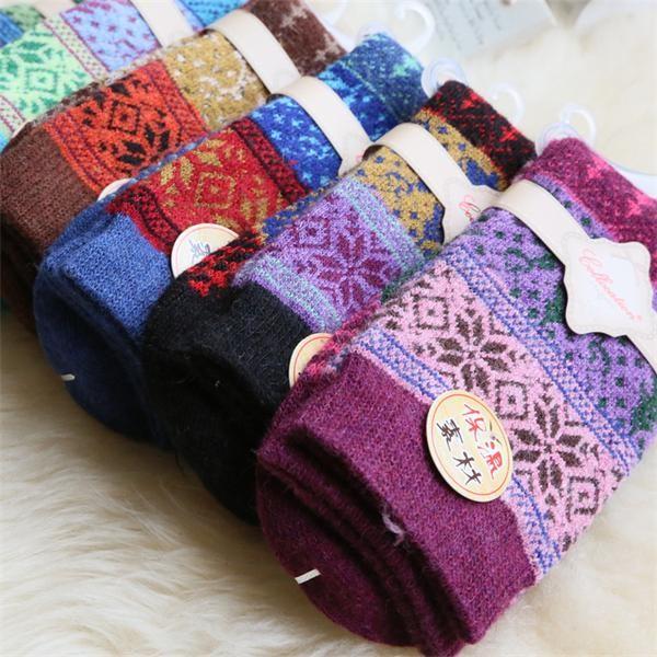 Fancy christmas tree design high warmth OEM winter wool thick dress socks for female