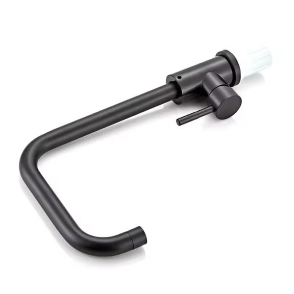 Black Single Handle Stainless Steel Kitchen Sink Faucet with Brass Valve Core Material