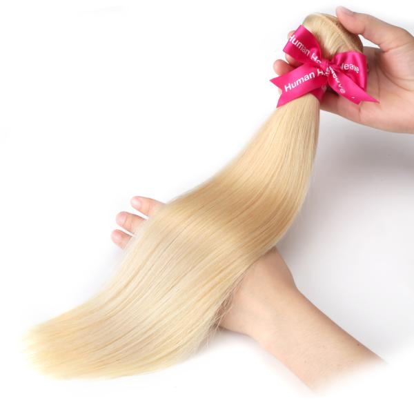 3 Bundles Straight Peruvian Human Hair Weave For Lady 613 Blonde Color