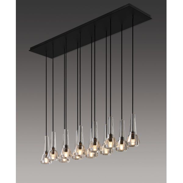 Yihao Contemporary Linear Brass Suspended Pendant Light with Adjustable Height and 50000 Hours Lifespan for Living Room