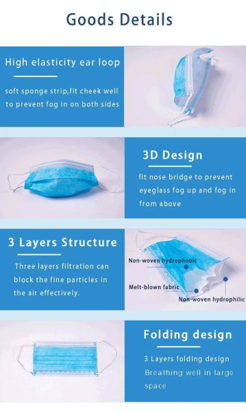 3 layers disposable medical surgical mouth face mask for sale