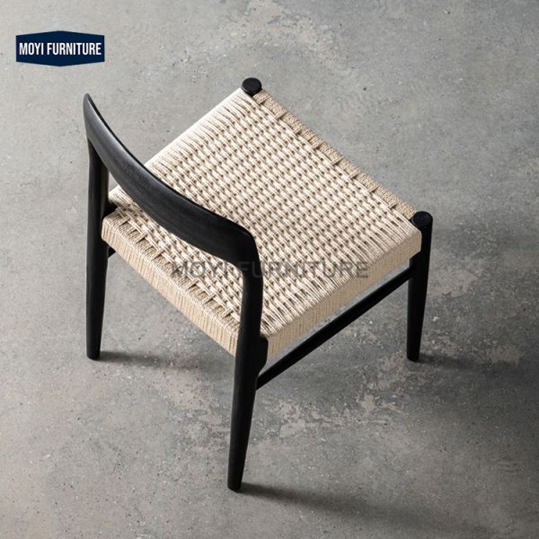 Solid Oak Dining Chair with Rope Design Modern and Traditional Home Furniture for Kitchen Hotel and School for Home Use