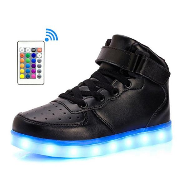 LED Light Up Shoes With Remote Control , Men & Women Leather High Top Led Light