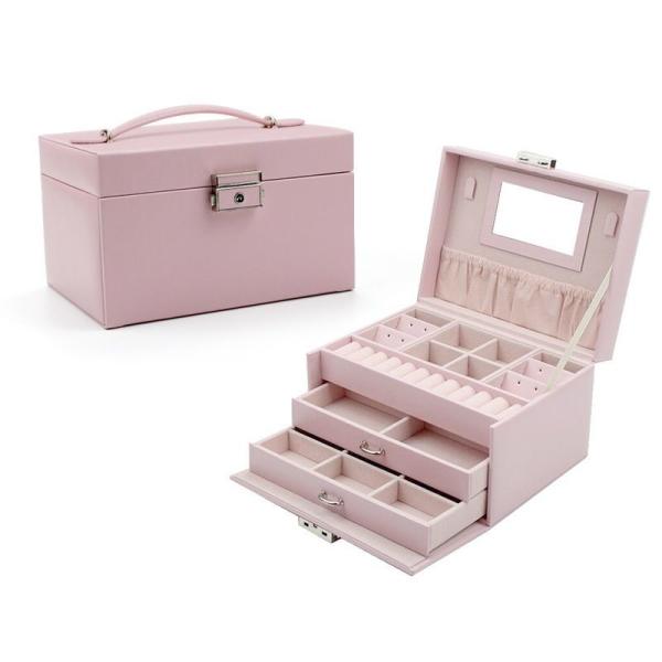 Caja de almacenamiento de joyas de madera de gran capacidad para joyería, pendientes, collares y anillos