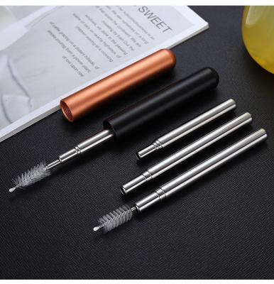 Portable Collapsible Metal Straw / Stainless Steel Drinking Straws Customized Logo