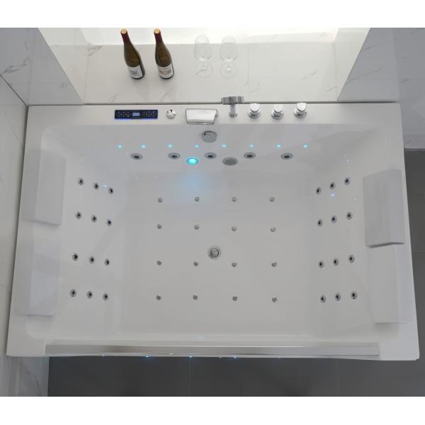 Initial Payment 2 Person Rectangular Whirlpool Massage Bathtub with Front Blue Glass