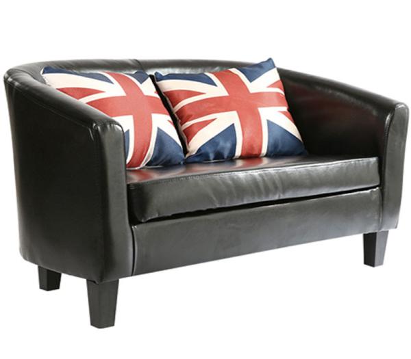 YLX-3115 Black PU Cover Two Seat Sofa used in Hotel or Lounge Room