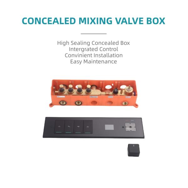 All Copper Wall Mounted Concealed Valve Showers Digital Display Rainfall Shower Set