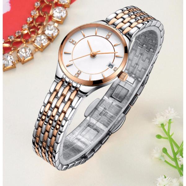 ODM Ladies Zinc Alloy Quartz Watch Stainless Steel Solid Band