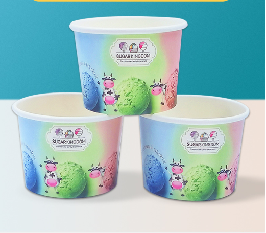 Eco Friendly Paper Bowls Disposable Ice Cream Cup Custom Logo Leak Proof For Takeout Desserts