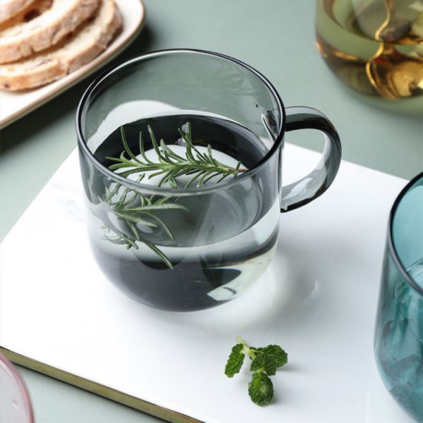 Custom Colored Borosilicate Glass Drinkware Opaque Colored Coffee Mug With Handle